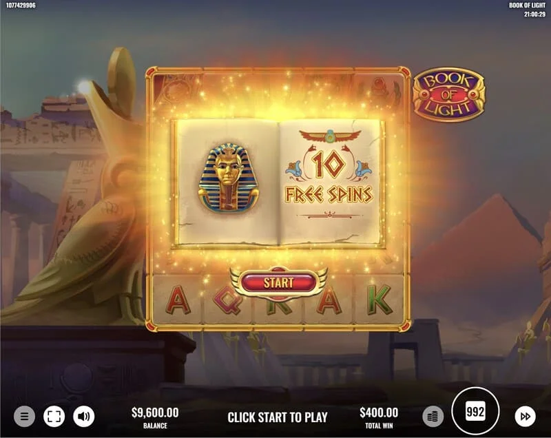 Book of Lights - fillimi i Free Spins dhe simboli i zgjeruar